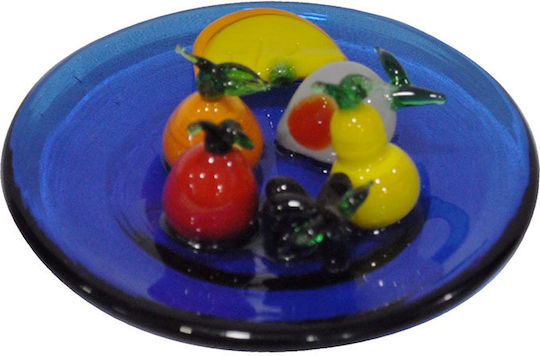 Dekorative Platte Glas Blau 1Stück 10x4cm