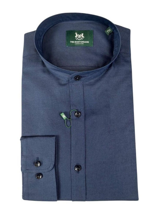 Langärmlig Leinen Hemd Blue