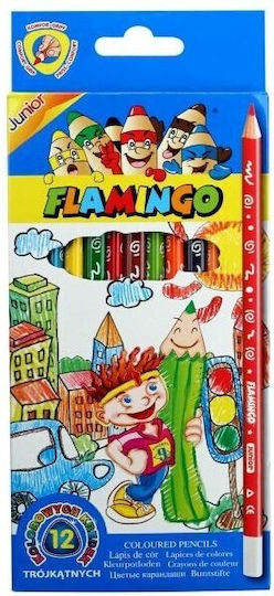Dreieckige Buntstifte 12 Farben Flamingo