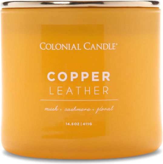 Κερί Αρωματικό 3 Φυτίλια Γυάλινο Δοχείο Copper Leather 411 Γραμ Pop Color
