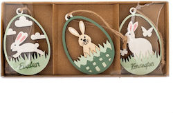 Easter Decorative Decorative Eggs Hanging Set 3pcs Wooden Iliadis 5x7cm 85672 Set 2 Pieces Material Wood Iliadis Il_85672