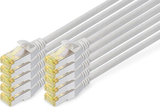 Digitus S/FTP Cat.6a (Gigabit) Καλώδιο Δικτύου Ethernet 0.5m Γκρι 10τμχ