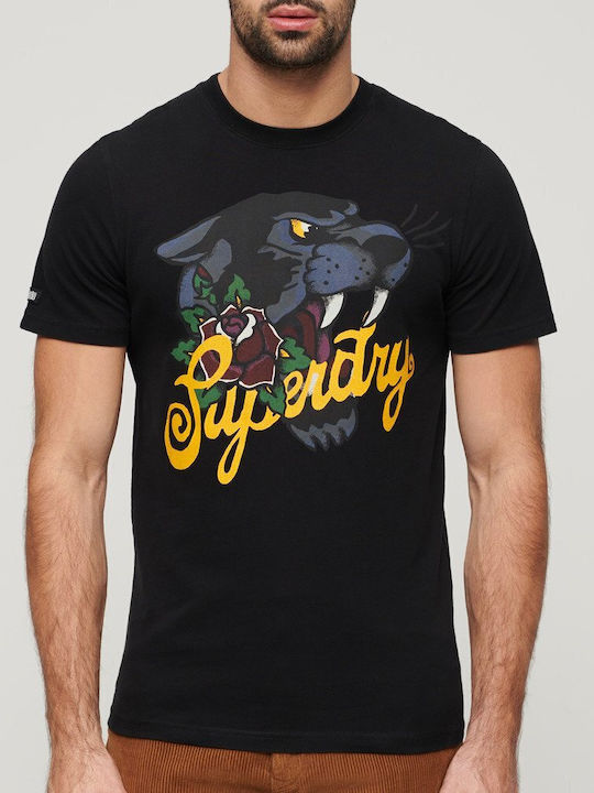 Superdry T-shirt Bărbătesc cu Mânecă Scurtă Black