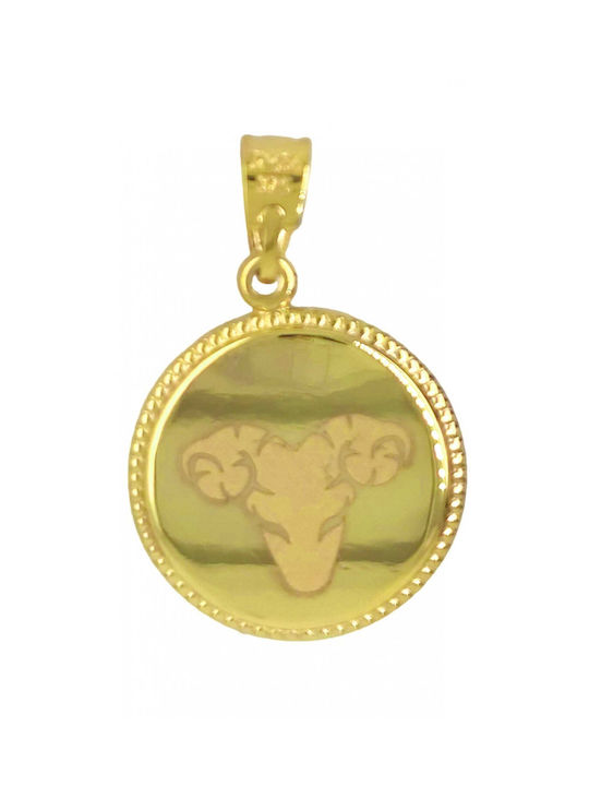 Mertzios.gr Charm Tierkreiszeichen Widder aus Gold 9 K