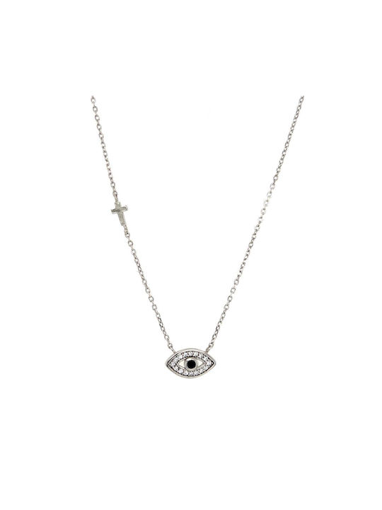 Xryseio Necklace Eye from Silver with Zircon