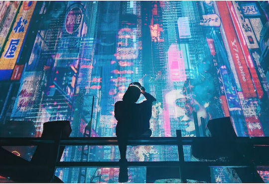 Longing Cyberpunk Neon Lights Картина Платнен 80x50см