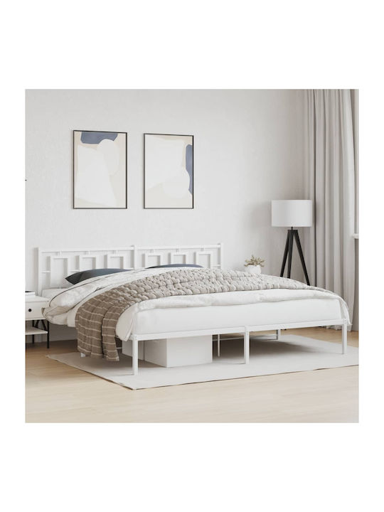 King Size Metallbett Weiß mit Lattenrost für Matratze 193x203cm