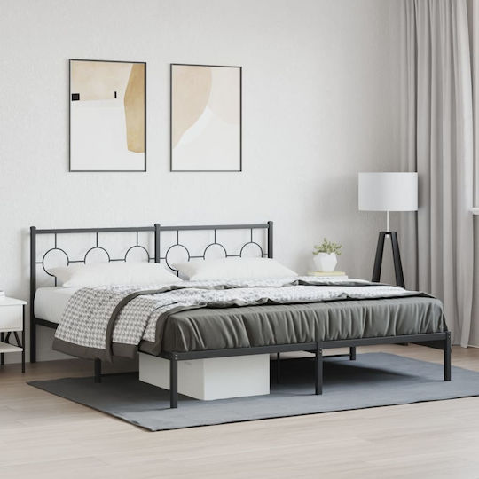King Size Metallbett Schwarz mit Lattenrost für Matratze 183x213cm