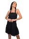 Morena Spain Mini Φόρεμα με Βολάν Μαυρο