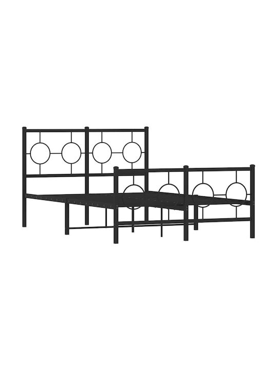 Κρεβάτι Ημίδιπλο Μεταλλικό Μαύρο με Αποθηκευτικό Χώρο & Τάβλες για Στρώμα 120x190cm