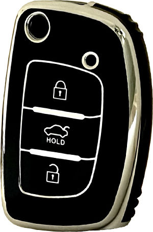 Car Key Cover Case made of with 3 Buttons for Hyundai / Kia in Black Color