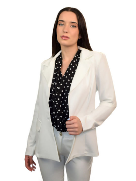 Morena Spain Blazer pentru femei Încrucișat Sacou White