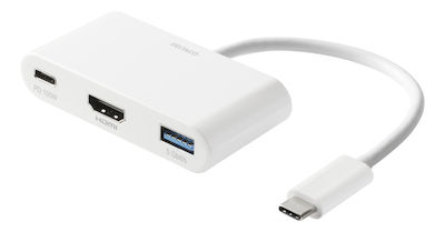 Deltaco USB-C Docking Station mit HDMI 4K PD Weiß (USBC-HDMI23)