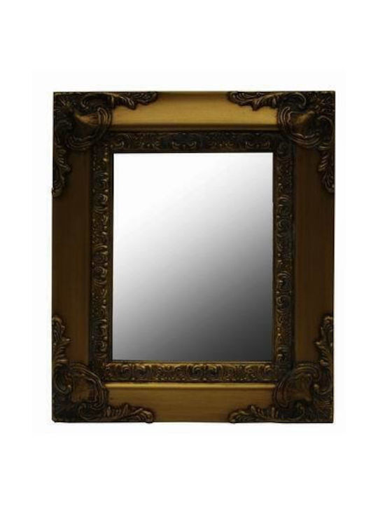 Besty Decor Καθρέπτης Τοίχου με Χρυσό Ξύλινο Πλαίσιο 28x22cm