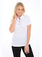 Damen Sportlich Polo Bluse Kurzarm Weiß