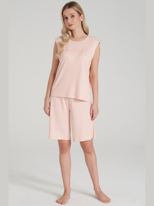 Pijadore Sommer Damen Pyjama-Set Salmon