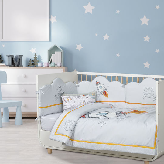 Das Home Crib Bumpers Classic Inside Yellow-grey-blue 45x195cm