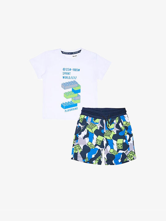 Sprint Kids Set with Shorts Summer 2pcs White