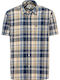 Short-sleeved Cotton Shirt Checked Blue