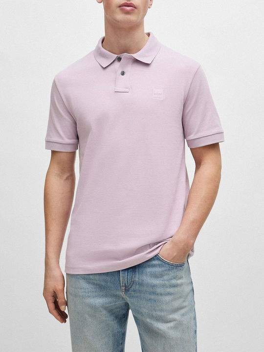 Boss Orange Ανδρική Μπλούζα Κοντομάνικη Polo Lilac