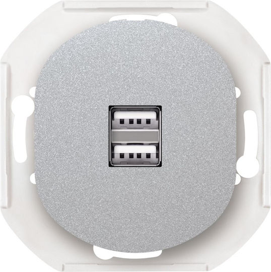 Aling Conel Walled Power Socket with 2 USB Ports Gray