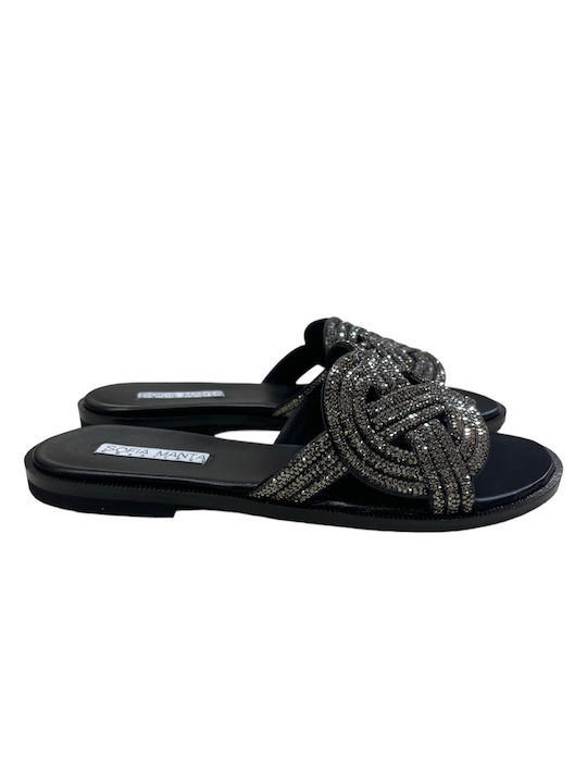 Sofia Manta Leder Damen Flache Sandalen in Gray Farbe