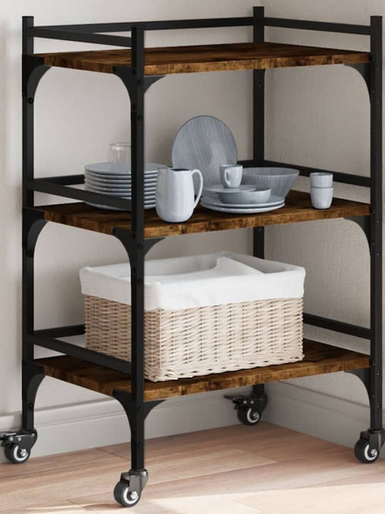 vidaXL Wooden Kitchen Trolley 3 Tiers Brown 50x...