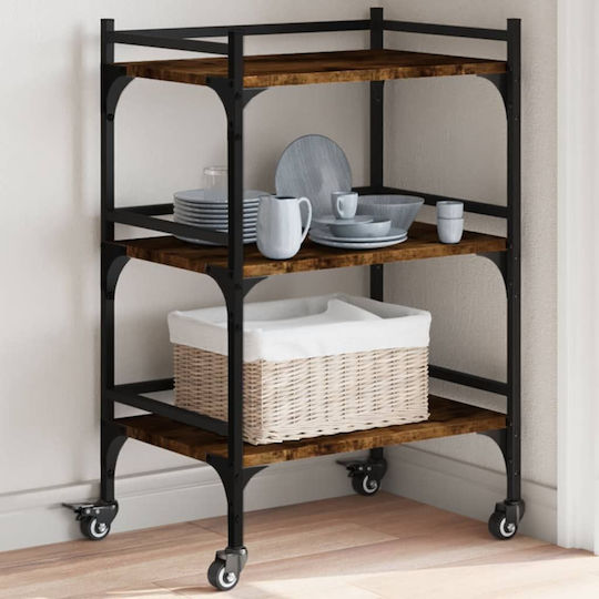 vidaXL Τρόλεϊ Κουζίνας Ξύλινο 3 Θέσεων Καφέ 50x35x75.5cm