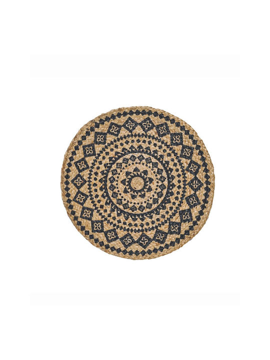Kentia Round Wicker Placemat Yute Black 38cm