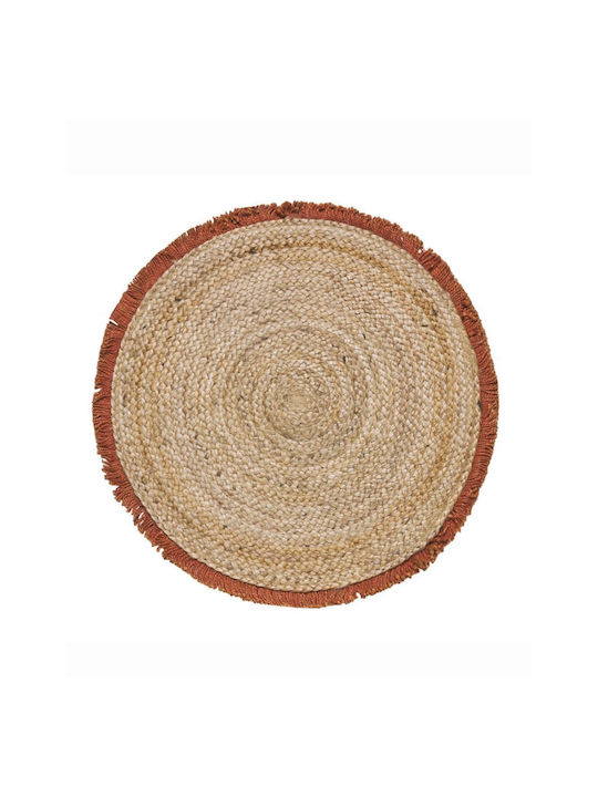 Kentia Round Wicker Placemat Yute Beige 70cm