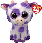 Ty Beanie Boos Ethel Χνουδωτή Αγελαδίτσα Λευκή Μωβ Στάμπες 15εκ