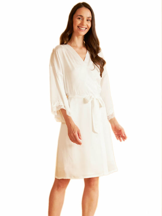 Harmony Summer Bridal Women's Satin Robe White