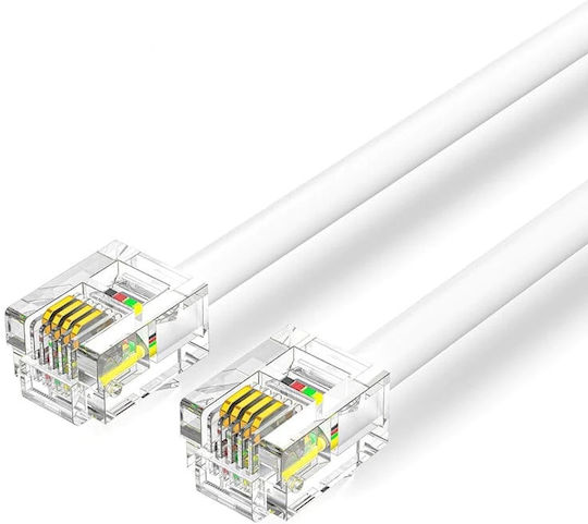Vention Flat Τηλεφωνικό Καλώδιο RJ11 6P4C 20m Λευκό (IQBWQ)