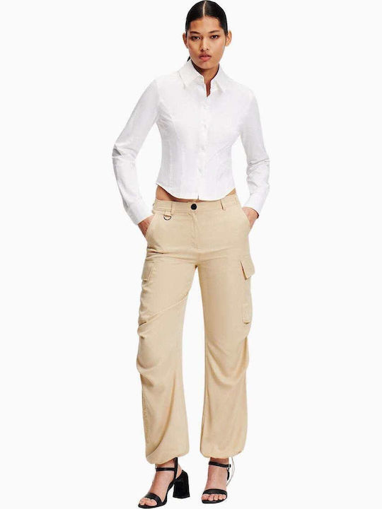 Dama Tesatura Pantaloni Cargo Bej