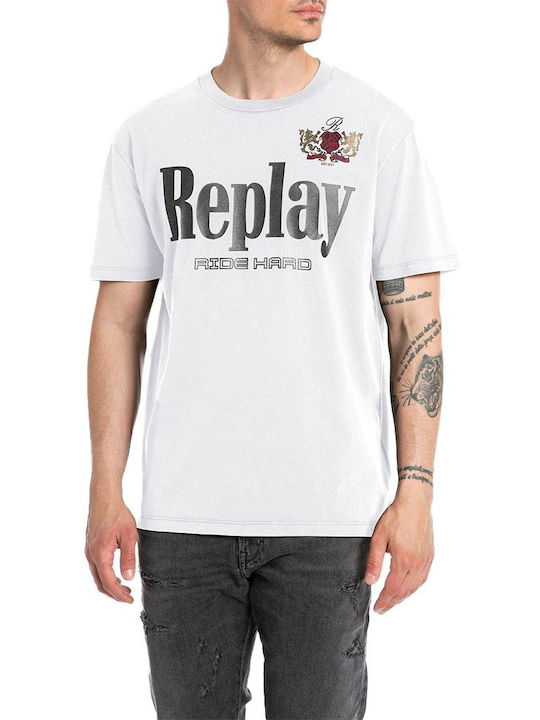 Replay T-shirt Bărbătesc cu Mânecă Scurtă White