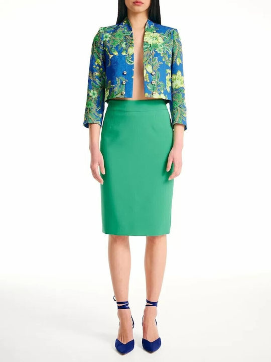 Pencil High-waisted Midi Skirt Green