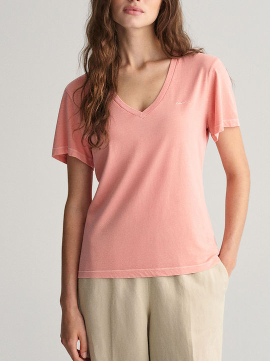 Gant Women's T-shirt with V Neck Pink