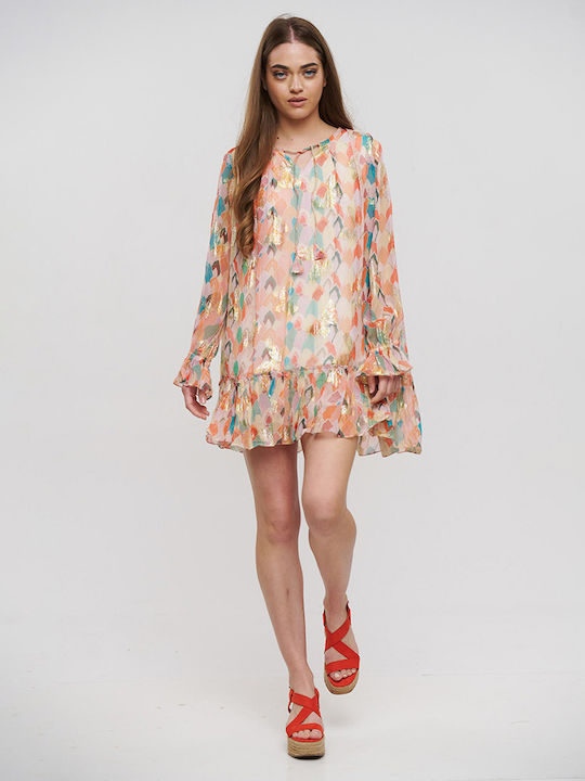 Ble Resort Collection Mini Evening Dress with Ruffle Colorful.