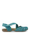 Leder Flache Sandalen für Damen Anatomisch in Blau Farbe