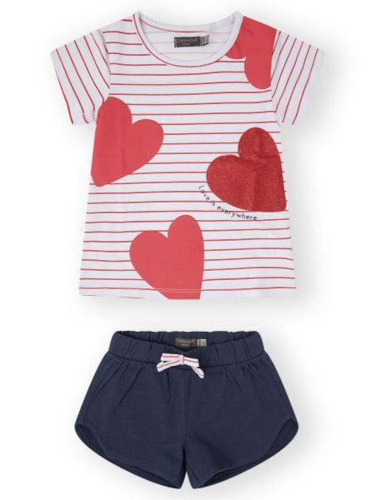 Canada House Kinder Set mit Shorts Sommer 2Stück Blue-red