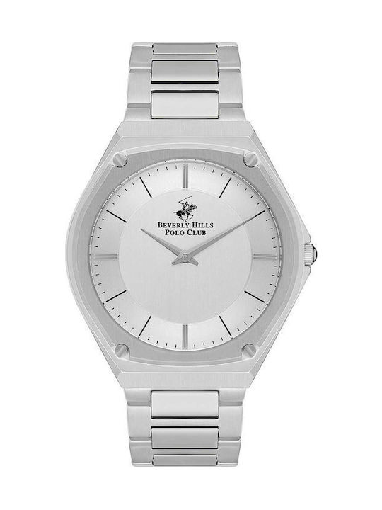 Beverly Hills Polo Club Men's Watch Battery with Silver Metal Bracelet