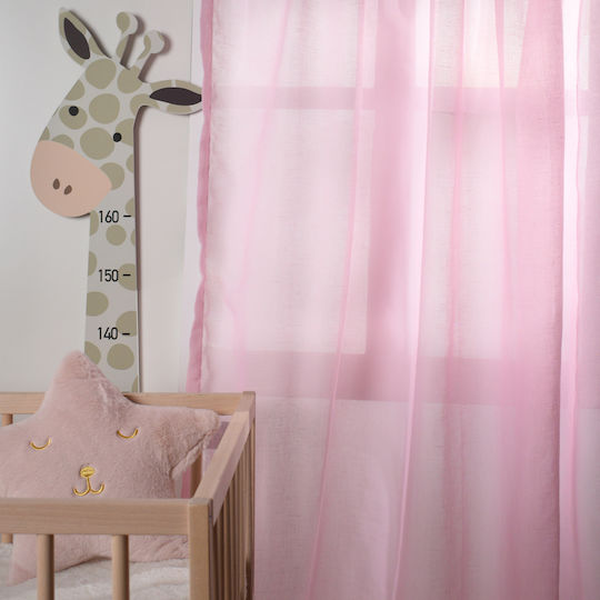 Ravelia Kinder Vorhang Verdunkelung mit Borte Rosa 140x290cm