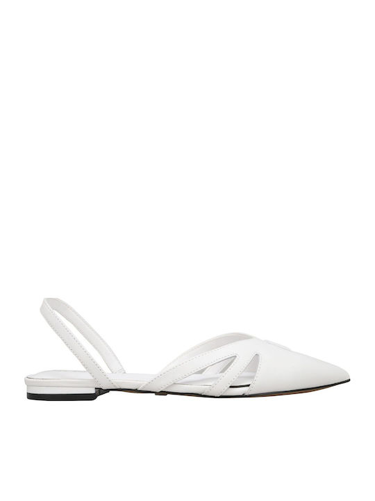 Leather Slingback Ballerinas Verity White
