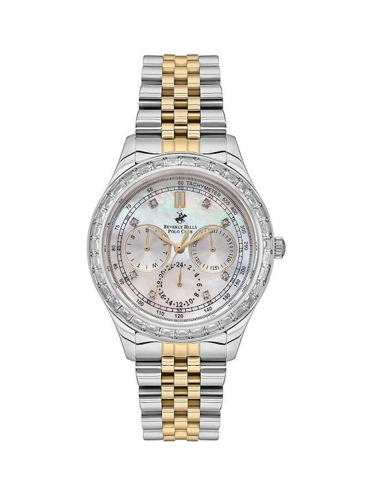 Beverly Hills Polo Club Uhr mit Gold / Silber / Silber / Gold Metallarmband