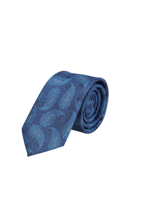 Prince Oliver Ανδρική Γραβάτα με Σχέδια σε Μπλε Χρώμα