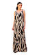 Sommer Maxi Damenkleid Schwarz/Beige