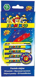 Hexagonal Oil Pastels 12 Colors Flamingo