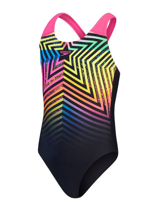 Speedo Digital Placement Splashback Costum de baie pentru copii Întreg Black/pink