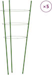 Garden Plant Supports 3 Rings 5 pcs Green 60 Hm Steel 21.5 X 60 Cm