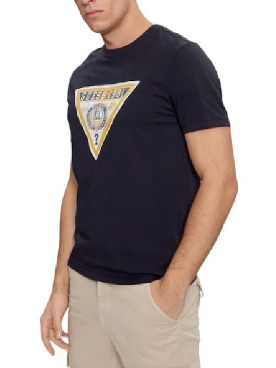 Guess Herren T-Shirt Kurzarm Marineblau